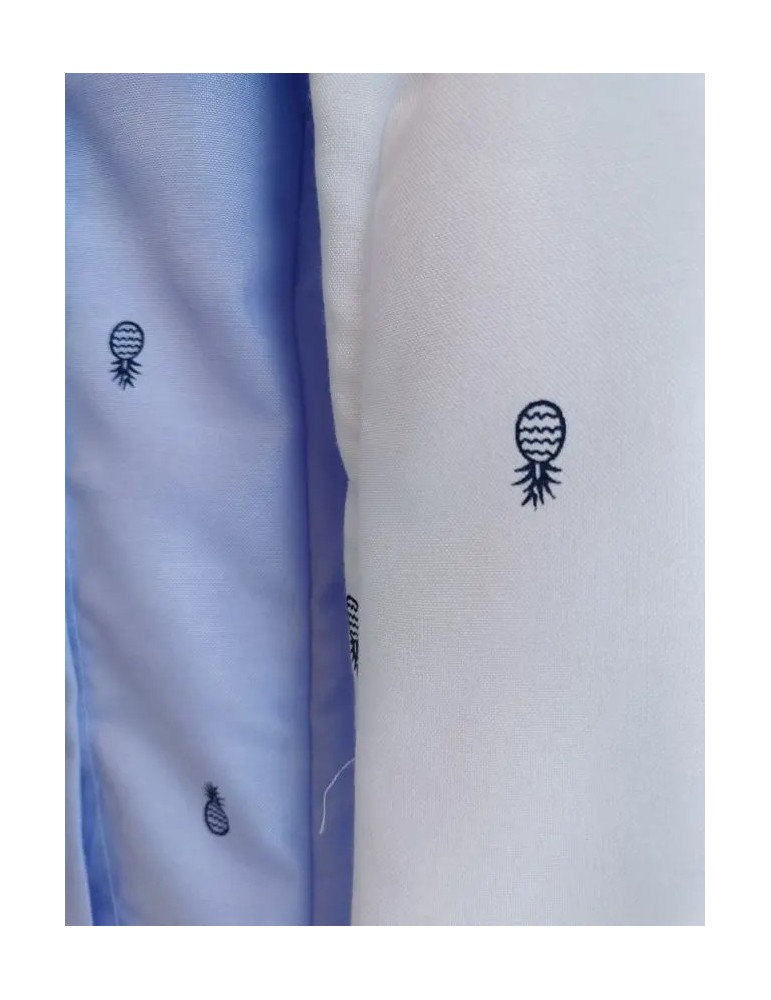 Camisa Oxford L258-BLANCO CON AZUL CLARO (Pack 12)