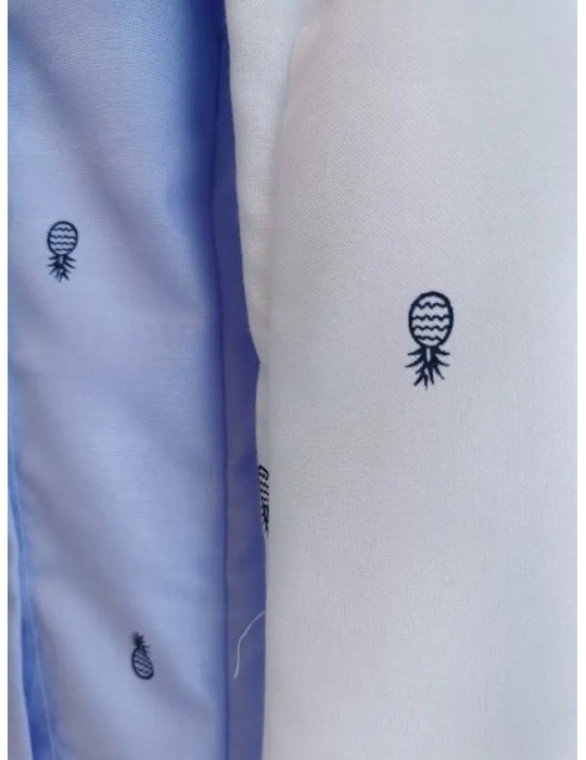 Camisa Oxford L258-BLANCO CON AZUL CLARO (Pack 12)